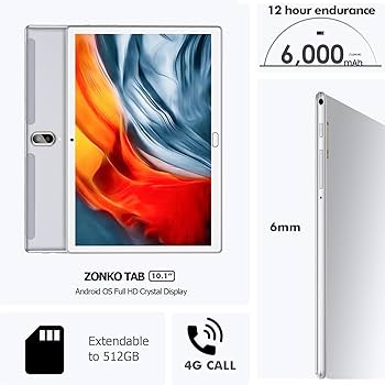 ZONKO Tablet 10 cali, Android 13 4G LTE, tablet PC, tablet z
